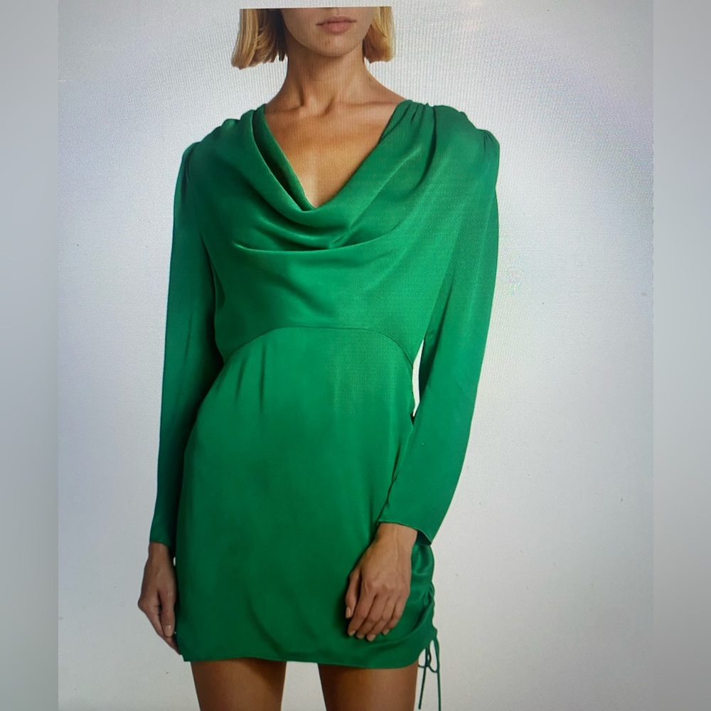 Saylor Adrienne Satin Cowlneck Dress